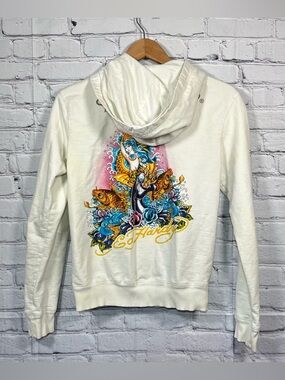 Vintage Christian Audigier Ed Hardy Sweatshirt Mermaid Girls Juniors Large White